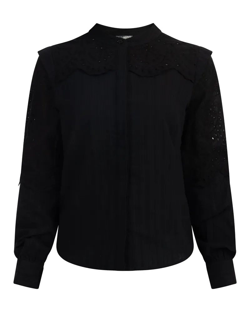 DreiMaster Langarmbluse Damen schwarz Schwarz