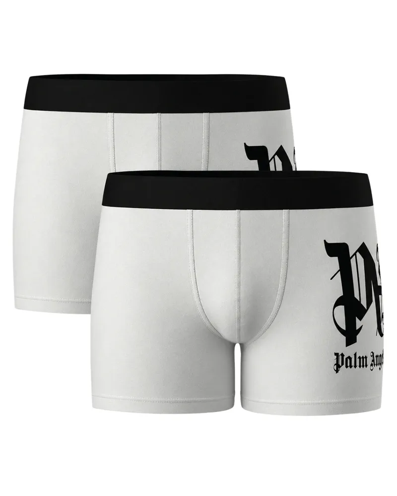 Palm Angels Boxershorts, Weiß, Zweierpack, Seitliches Logo Weiß