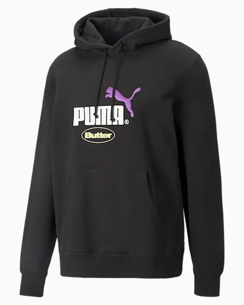 Puma X Butterwaren Langarm schwarzer Pullover Männer Grafiklogo Hoodie 532438 01 Schwarz