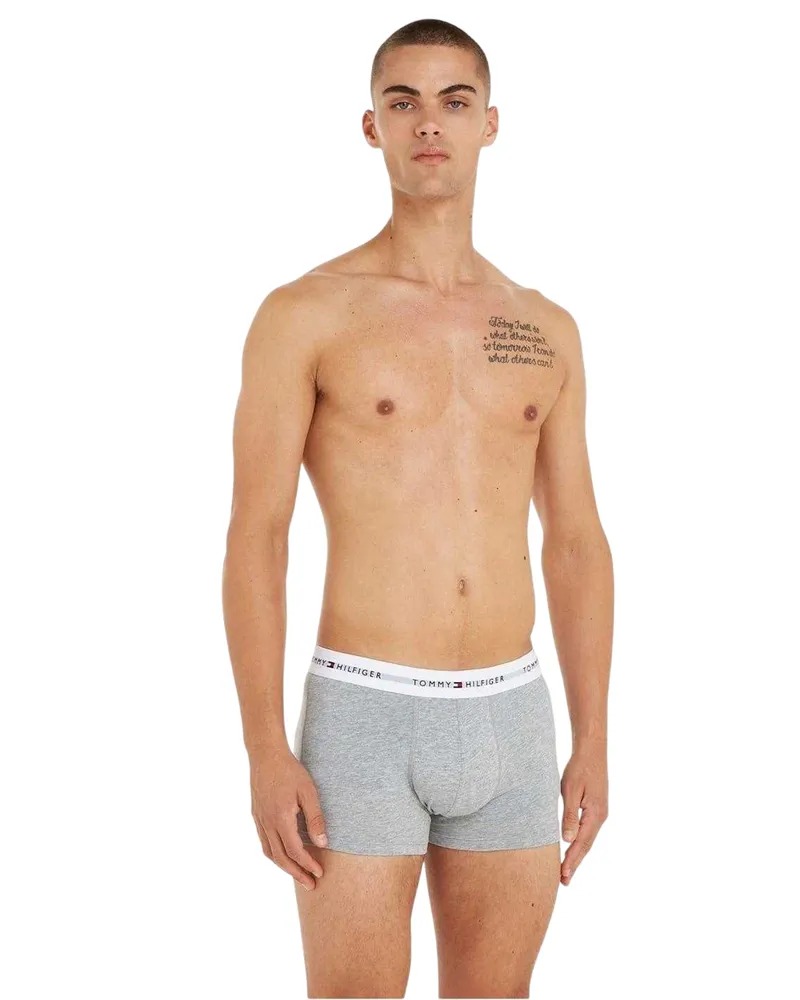 Tommy Hilfiger Boxershorts für Herren, Baumwollmischung, Klassisch (3er-Pack) (Grau/Schwarz/Weiß Grau