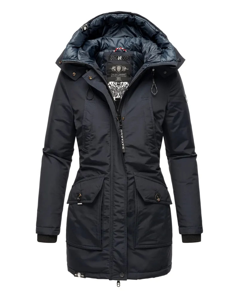 NAVAHOO Damen Winterjacke Blizzardstorm – Lang, Warm & Funktional Blau