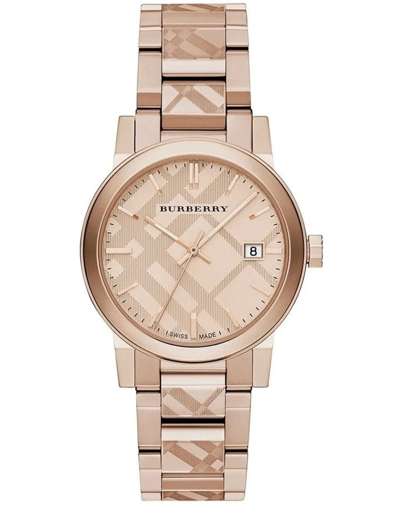 Burberry BU9039 Rose GoldTone Zifferblatt Edelstahl Unisex Uhr Roségold