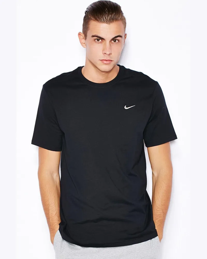 Nike Herren-T-Shirt mit gesticktem Swoosh Schwarz Schwarz