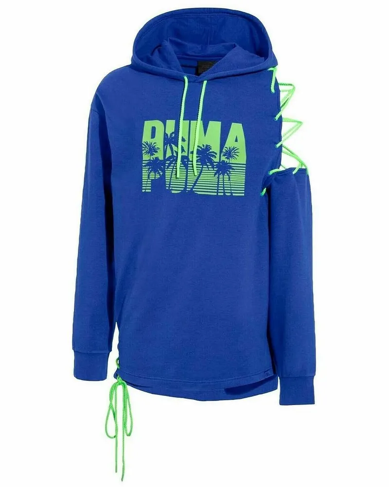 Puma x Rihanna Fenty Long Sleeve Blue Womens Side Hoodie 577351 01 Blau