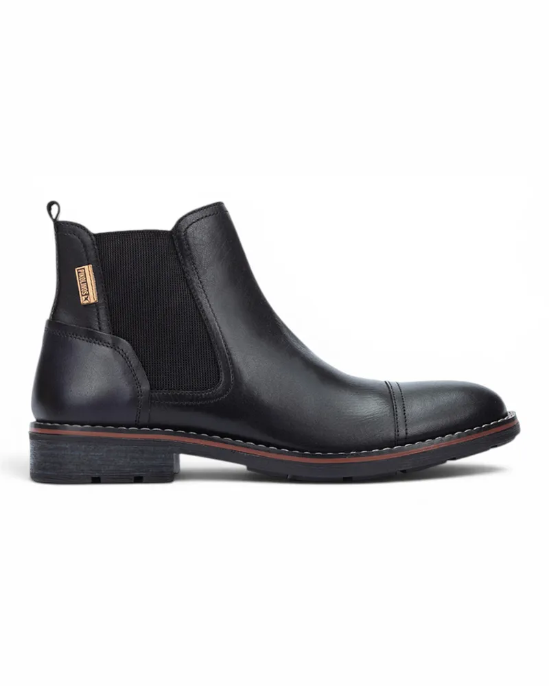 Pikolinos Schwarze Leder-Chelsea-Knöchelstiefel mit Reißverschluss – York Schwarz