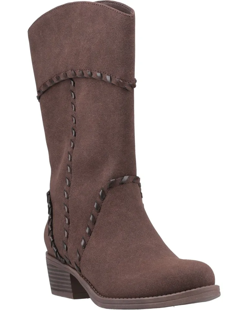 Rocket Dog Rowdy Kunstleder Damen Dunkelbraune Stiefeletten Mit Absatz Bis Zur Mitte Der Wade Braun