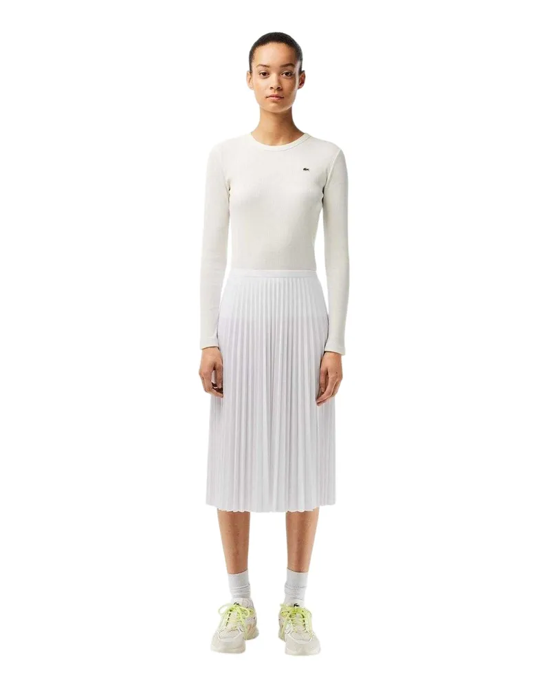 Lacoste Midirock für Damen, Gummizug in der Taille (Weiß Weiß
