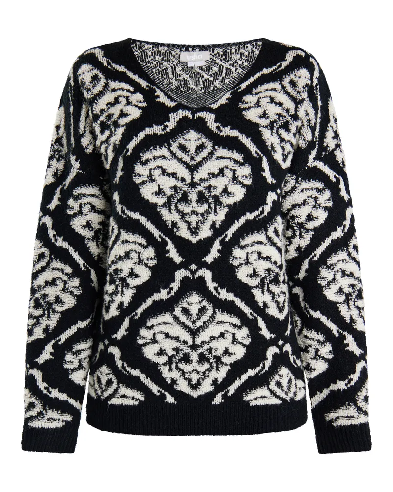 Usha Strickpullover Damen schwarz/creme Schwarz