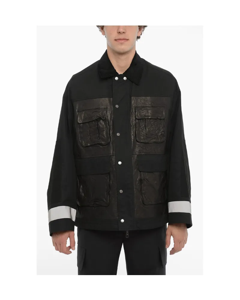 Neil Barrett Utility-Jacke mit Rippkragen in Schwarz Schwarz