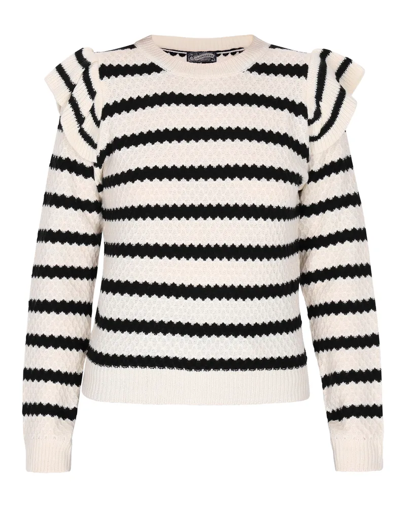 DreiMaster Pullover Damen Schwarz Weiss Streifen Schwarz