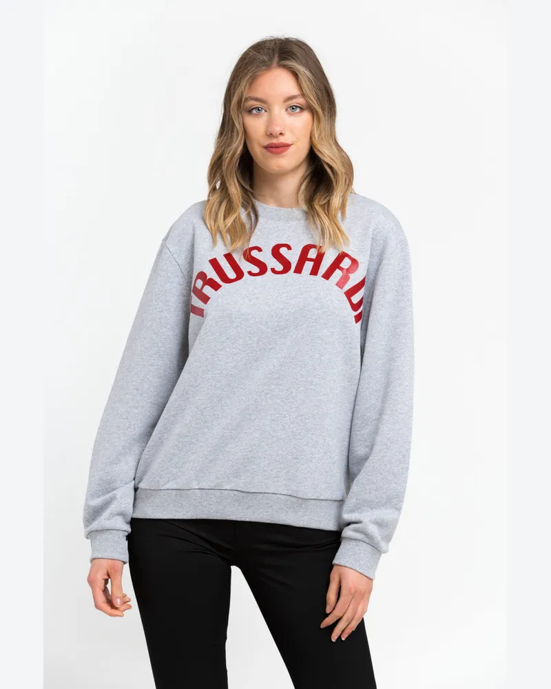 Trussardi Pull en coton gris pour femme Grau