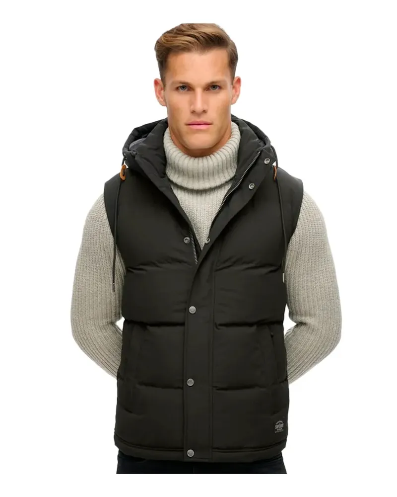 Superdry. Herren Everest ärmellose Steppjacke Schwarz