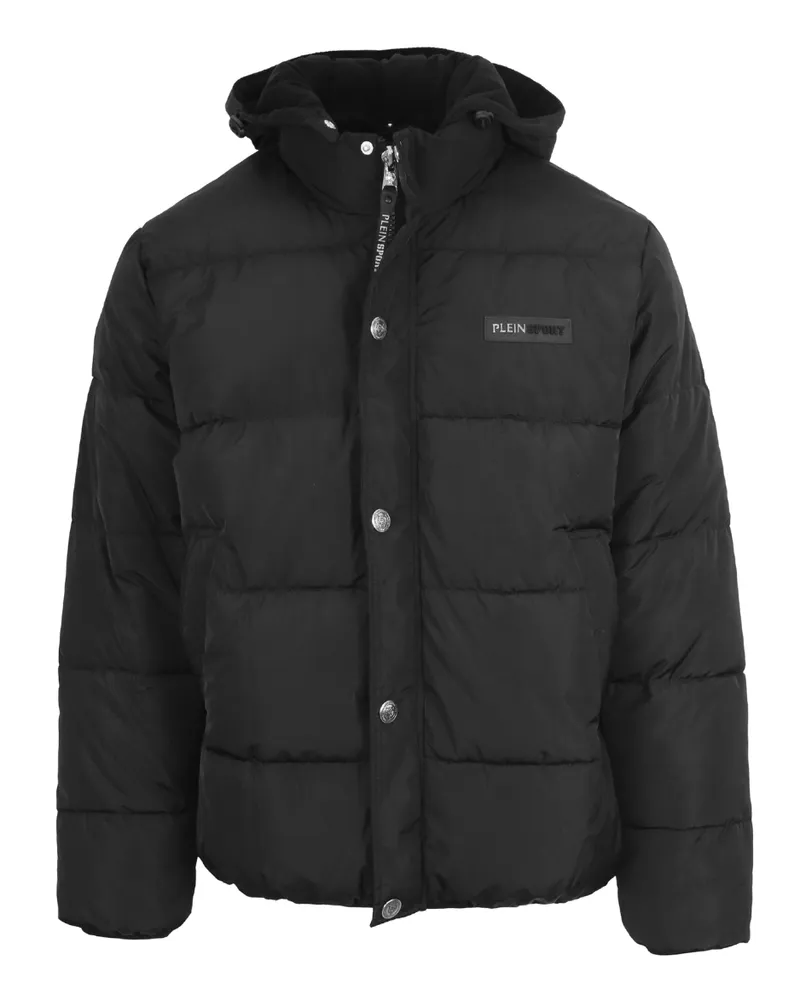 Philipp Plein Bold Logo Gepolsterte Jacke Schwarz Schwarz