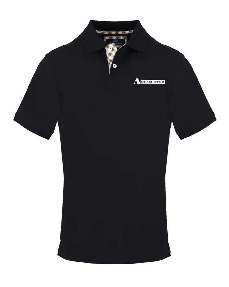 Aquascutum Poloshirt für Herren, Mit Kragen, kurzärmlig (Schwarz Schwarz