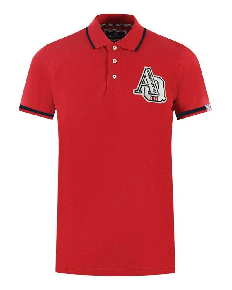 Aquascutum Unisex Erwachsenen AQ 1851 Besticktes Polo-Shirt mit Kontrastkragen (Rot Rot