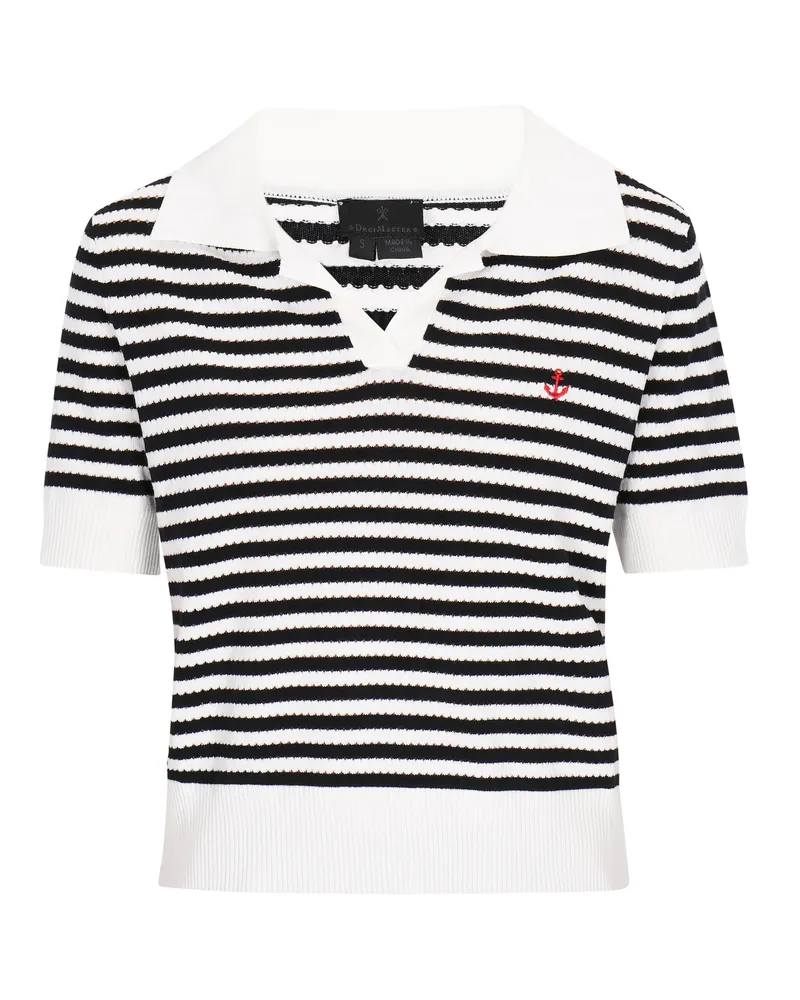 DreiMaster Pullover Frauen cremeweißer schwarzer Streifen Wollweiß