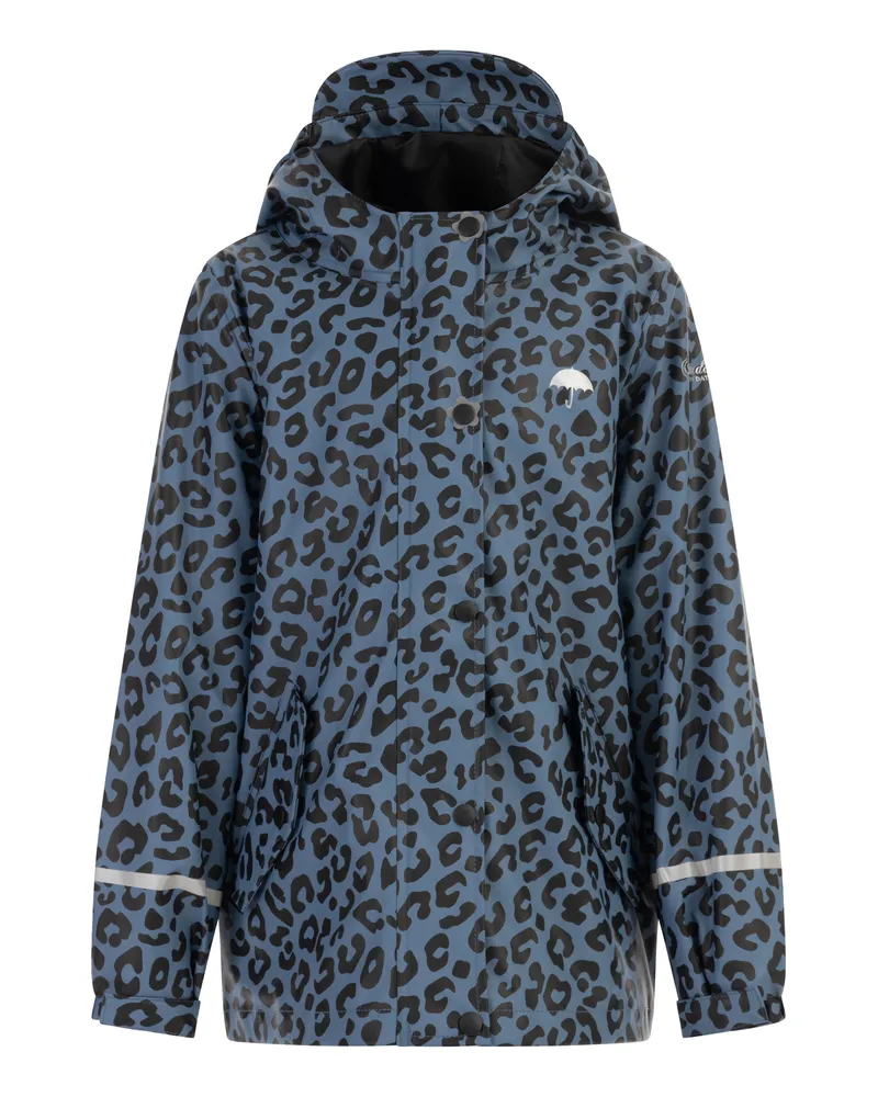 Schmuddelwedda Regenjacke Mädchen Blau Grau Schwarz Leo Mehrfarbig