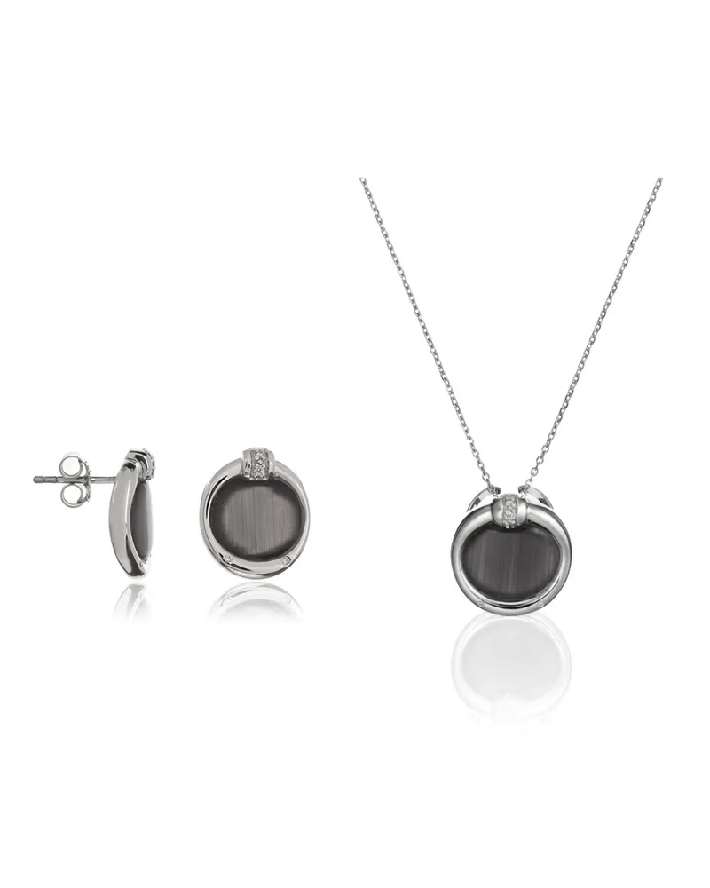 Orphelia Damen 925 Sterling Silber Set: Kettenanhänger + Ohrringe - Silber SET-5900 Silber