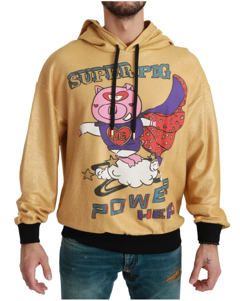 Dolce & Gabbana Super Schwein Kraft Held Hoodie Beige