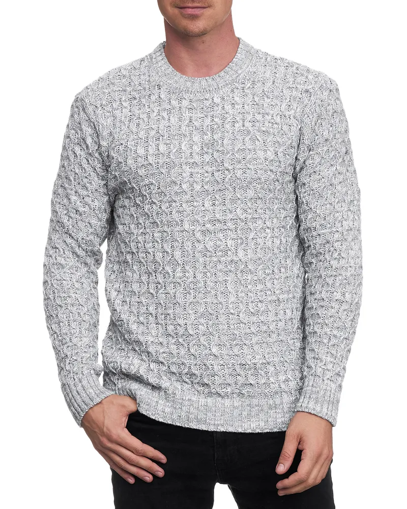 Rusty Neal Schwerer Kontrast Grobstrick Rundhals-Pullover Grau