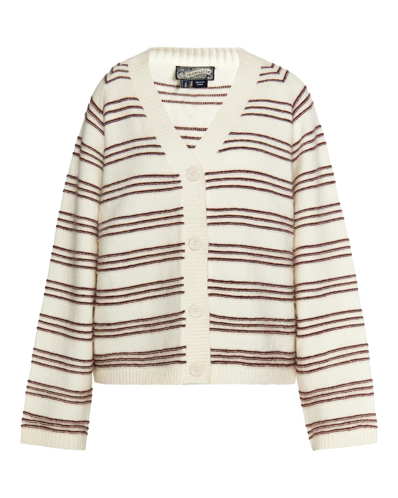 DreiMaster Strickjacke Damen Wollweiss Dunkelrot Wollweiß