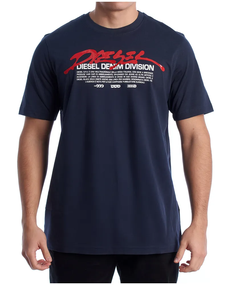 Diesel Herren Kurzarm Baumwoll T-Shirt A19700_RHQBG Blau