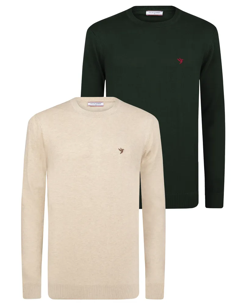 Felix Hardy Pullover Pullover Mit Rundhalsausschnitt 2Er-Pack Grün