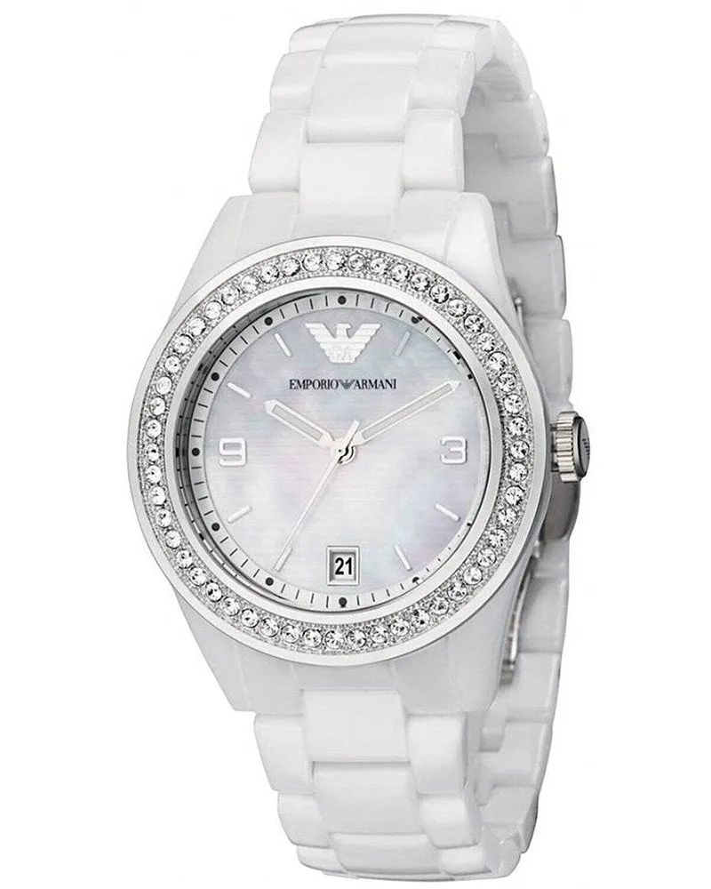 Emporio Armani AR1426 Weiß Damen Ceramica Uhr Weiß
