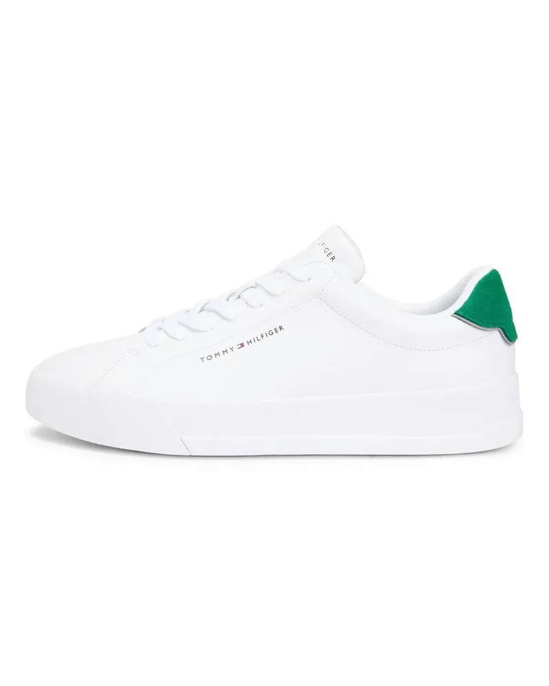 Tommy Hilfiger Pebble Grain Court" Sneaker für Herren, Leder (Weiß/Grün Weiß