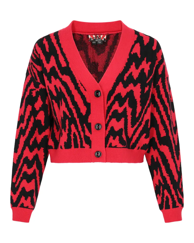 My Mo Strickjacke Frauen rot schwarz Schwarz