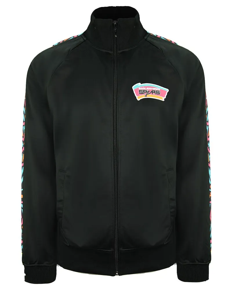 Mitchell & Ness San Antonio Zip Up Black Mens Track Jacke Trjkdf18006 SASBLCK1 Schwarz