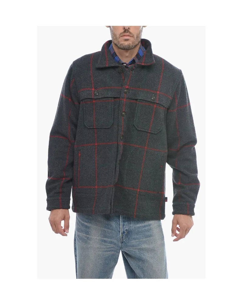 Woolrich Kariertes Woll-Mix-Overshirt MALONE - Grau Grau