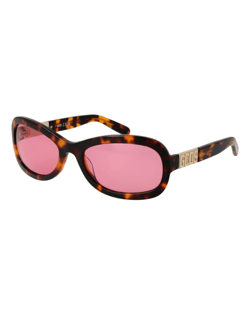 GCDS Ovale Sonnenbrille mit Logo-Detail Braun