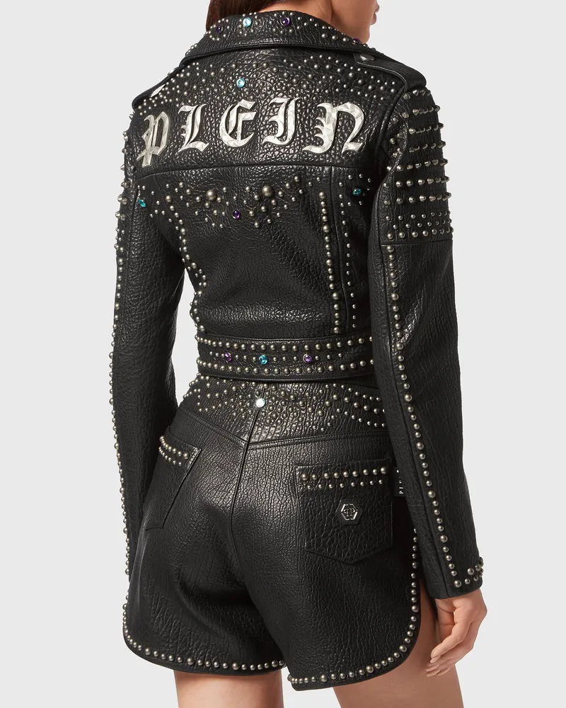 Philipp Plein Lederjacke Schwarz