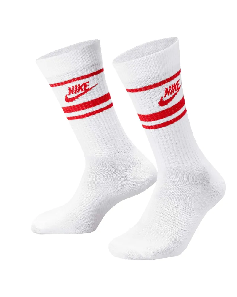 Nike Sportswear Essential" Socken für Herren/Damen Unisex, Alltag (3er-Pack) (Weiß/Rot Weiß