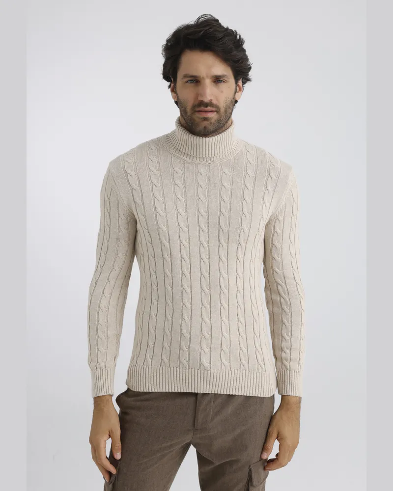 Felix Hardy Zopfmuster-Rollkragenpullover - Beige Beige