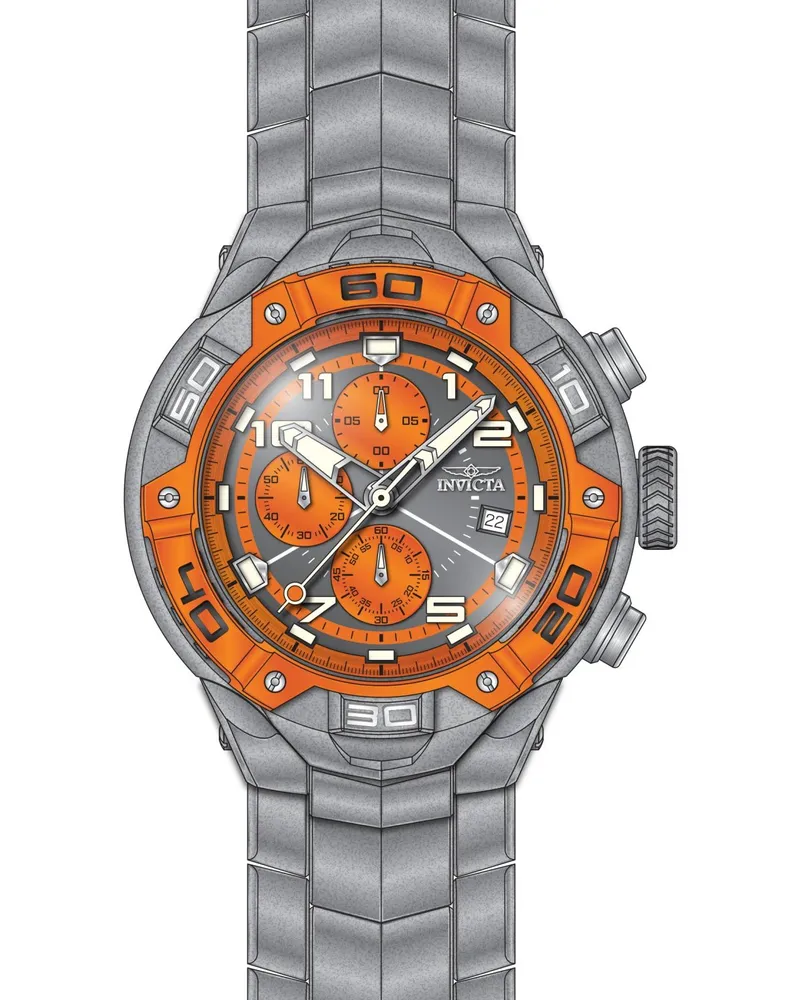 Invicta Speedway 49883 Herrenuhr - Quarzwerk - Edelstahl mit orangefarbenem Zifferblatt - 50 mm Grau