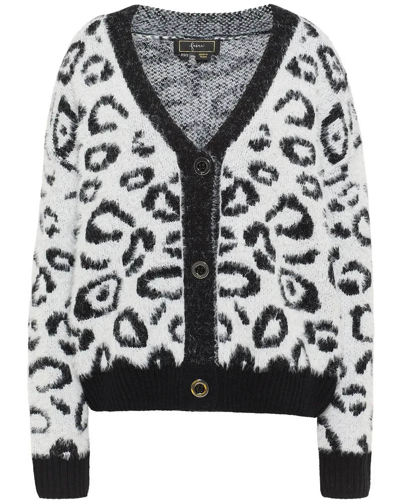 FAINA Strickjacke Damen wollweiß schwarz Schwarz