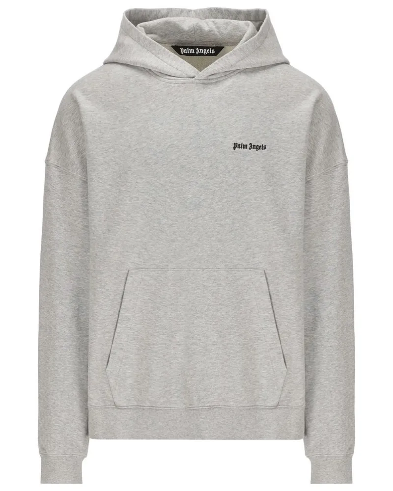 Palm Angels Embroidered Logo Grey Hoodie Schwarz
