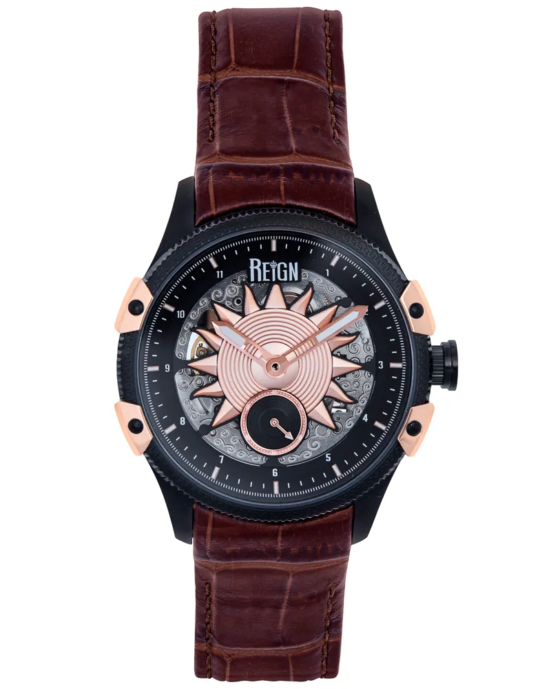 Reign Solstice Automatische Semi-Skelett Uhr Braun