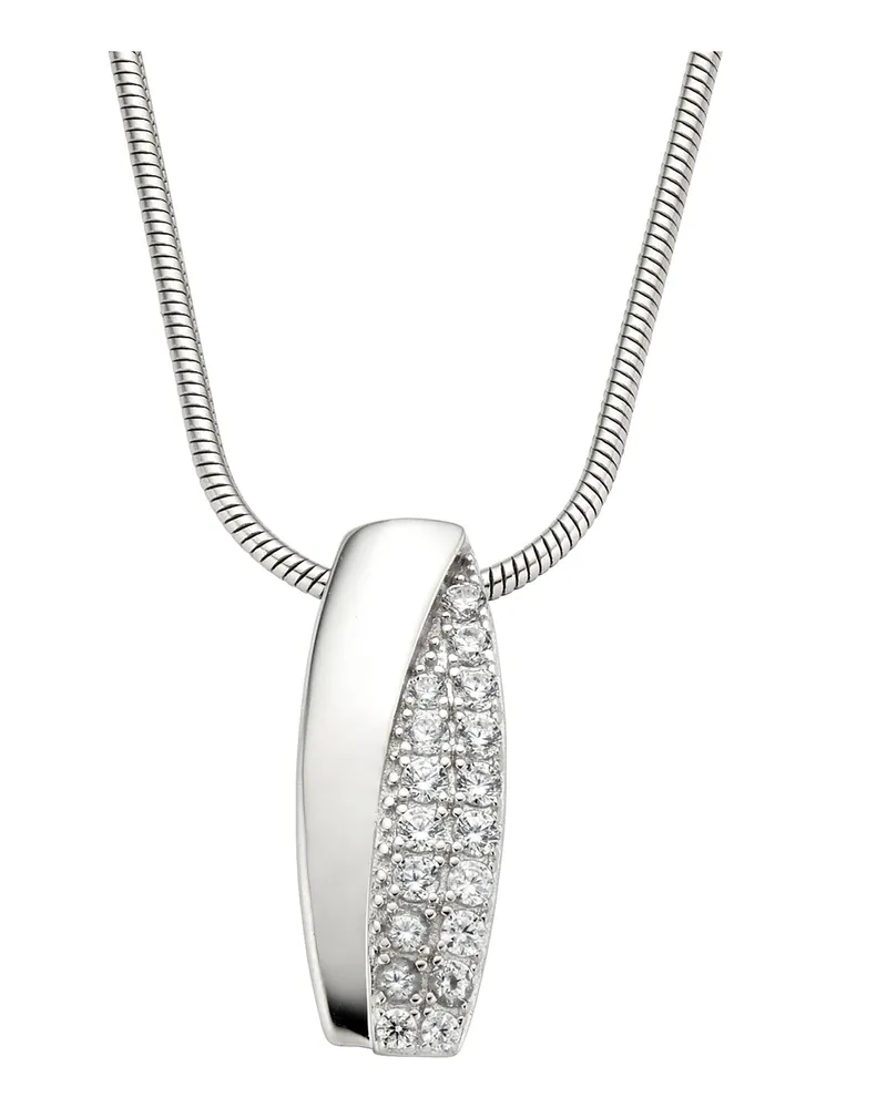 ZEEme Halskette Silber 925, rhodiniert, mit weißem Zirkonia - Silber Silber
