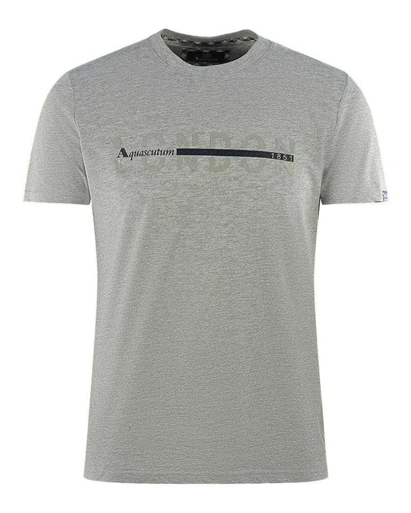 Aquascutum Herren London 1851 Split Logo T-Shirt (Grau Grau