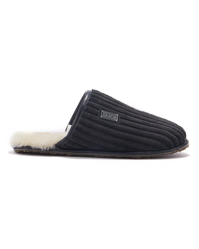 Australia Luxe Schwarze Herren-Pantoletten mit geschlossenem Kordelzug Schwarz