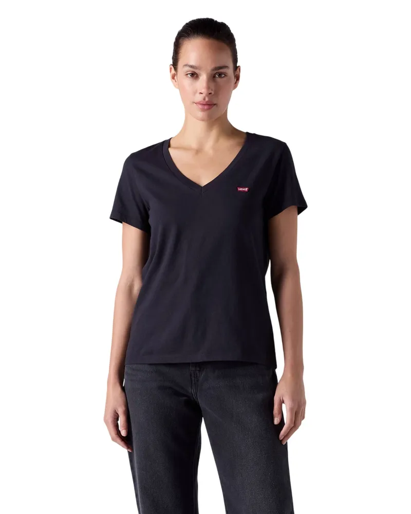 Levi's T-Shirt für Damen, V-Ausschnitt, Slub (Anthrazit Grau