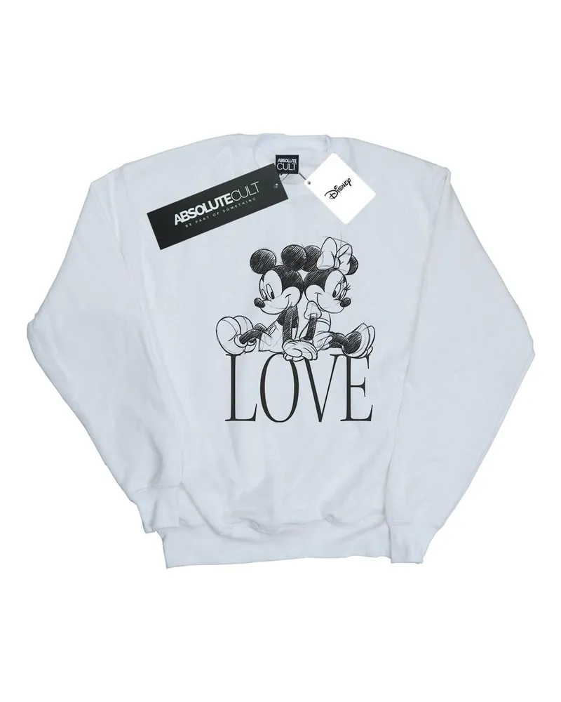 Disney Mickey And Minnie Mouse Love" Sweatshirt für Herren (Weiß Weiß