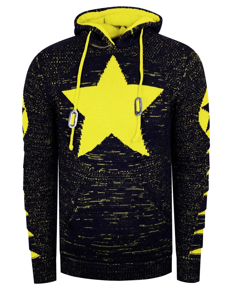 Rusty Neal Grobstrick Comic Kapuzen-Pullover Schwarz