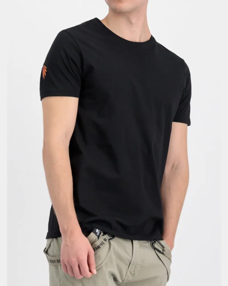 Alpha Industries Herren Dragon EMB T-Shirt in Schwarz Schwarz