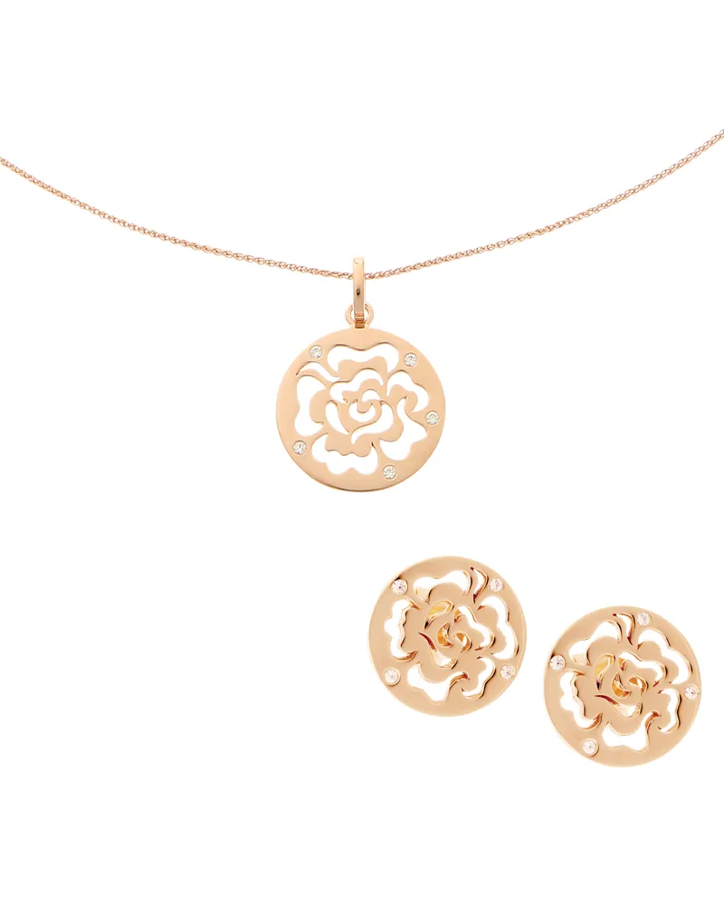 Orphelia Fiore' Damen 925 Sterling Silber Set: Kettenanhänger + Ohrringe - Rosé SET-7079/1 Rosé