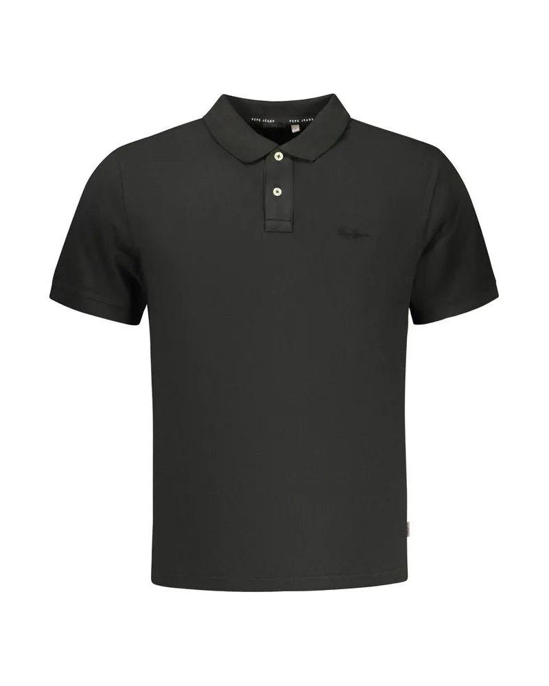 Pepe Jeans Schwarzes Baumwoll-Herren-Polohemd Schwarz