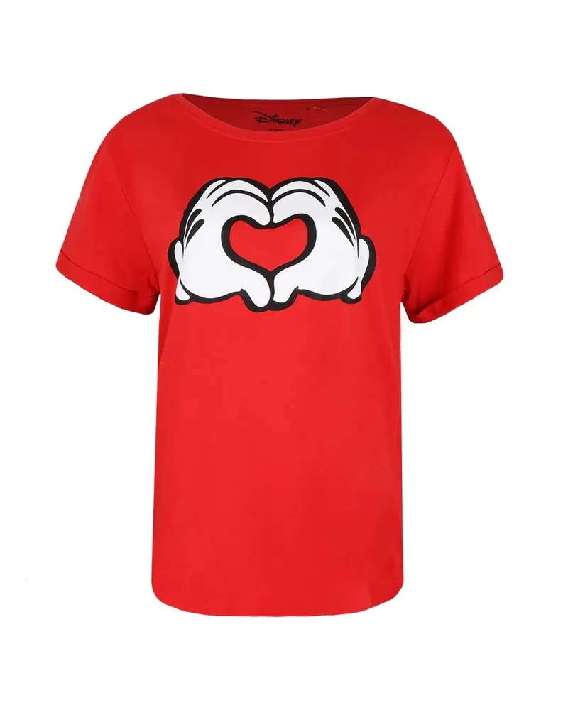 Disney Damen/Damen Love Hands Mickey Mouse T-Shirt (Rot Rot